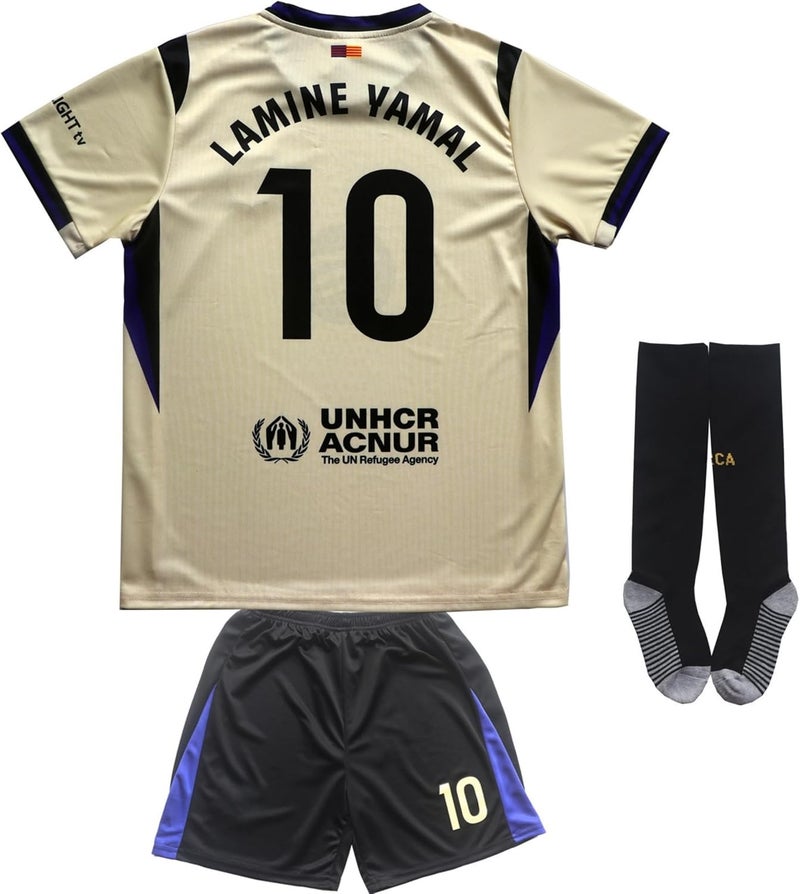 LeenBD Barca #10 Yamal 25/26 Away Kids Soccer Jersey Shirts Football Futbol Socks Set Youth Sizes - Image 1